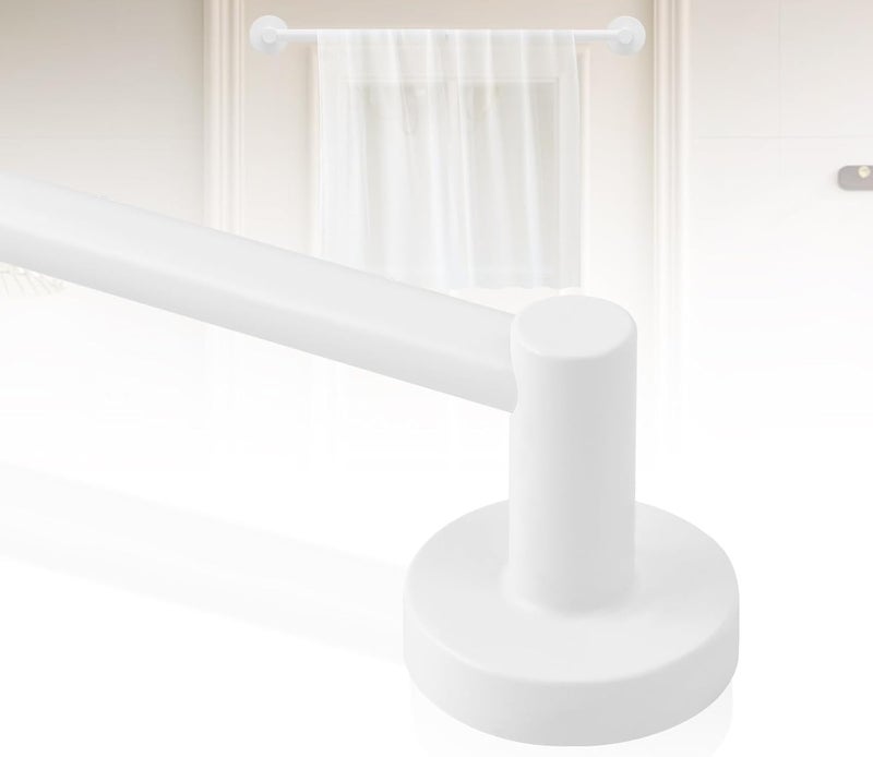 HTZON White Magnetic Curtain Rod for Door:Magnet Curtain Rods for Classroom Whiteboard,Small Adjustable Magnetic Towel Bar,Tool-Free French Magnet Rod with Leather Protective Cover No Drilling,16-28" - Image 1